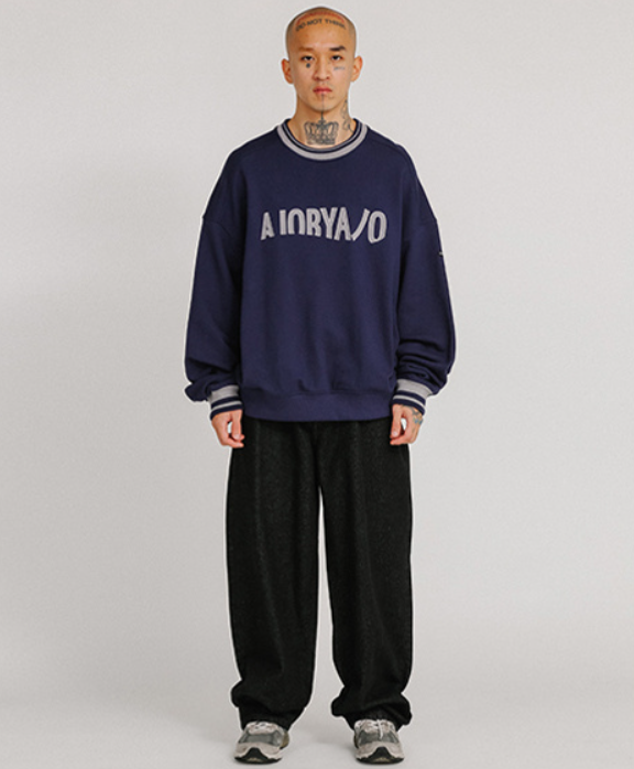 アジョバイアジョ(AJOBYAJO)         Logo Oversized Sweatshirt [Navy]