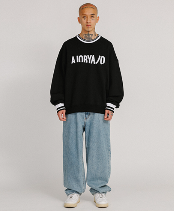 アジョバイアジョ(AJOBYAJO)          Logo Oversized Sweatshirt [Black]