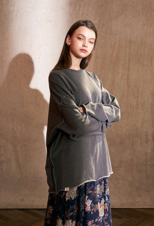 A NOTHING (エーナッシング) VINTAGE P. DYEING CUT-OUT BOX TEE (Brown)