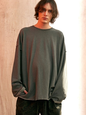 A NOTHING (エーナッシング) VINTAGE P. DYEING CUT-OUT BOX TEE (Khaki)