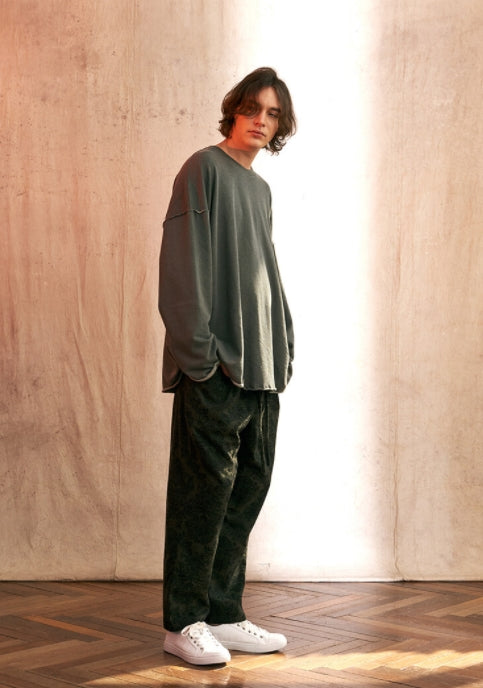 A NOTHING (エーナッシング) VINTAGE P. DYEING CUT-OUT BOX TEE (Khaki)