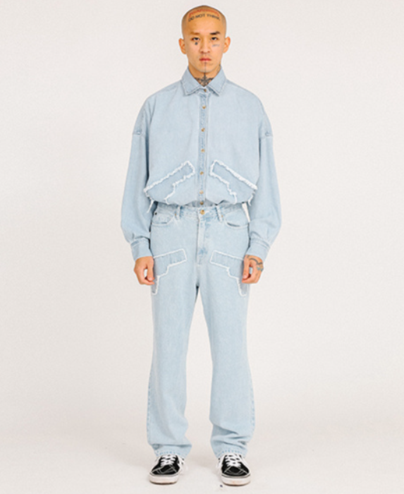 アジョバイアジョ(AJOBYAJO)            Gun Washed Jeans [Sky Blue]