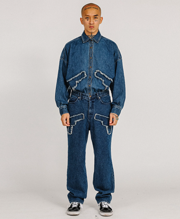 アジョバイアジョ(AJOBYAJO)             Gun Washed Jeans [Navy]