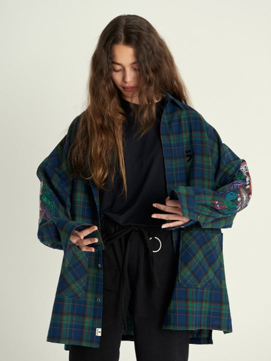 A NOTHING (エーナッシング) DREAMCATCHER DROP-SHOULDER SHIRT (Blue)