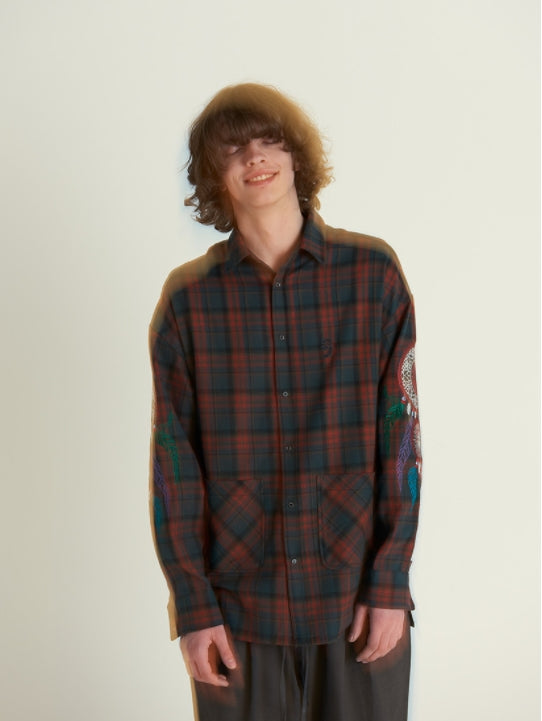 A NOTHING (エーナッシング) DREAMCATCHER DROP-SHOULDER SHIRT (Khaki)