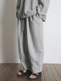 A NOTHING (エーナッシング) DOTTED-STRIPE BALLOON SWEAT PANTS (Gray)