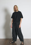 A NOTHING (エーナッシング) DOTTED-STRIPE BALLOON SWEAT PANTS (Black)