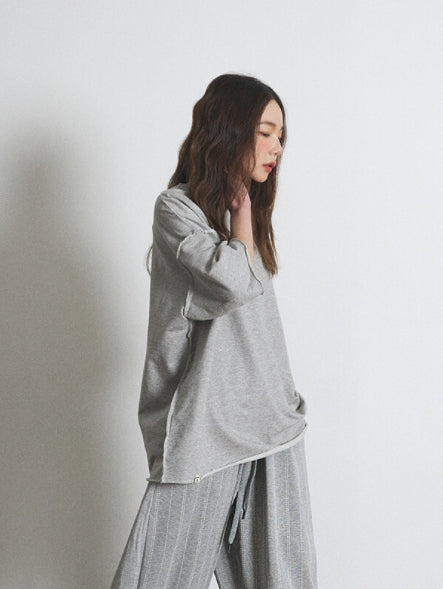 A NOTHING (エーナッシング) VINTAGE P. DYEING CUT-OUT BOX 1/2 TEE (Gray)