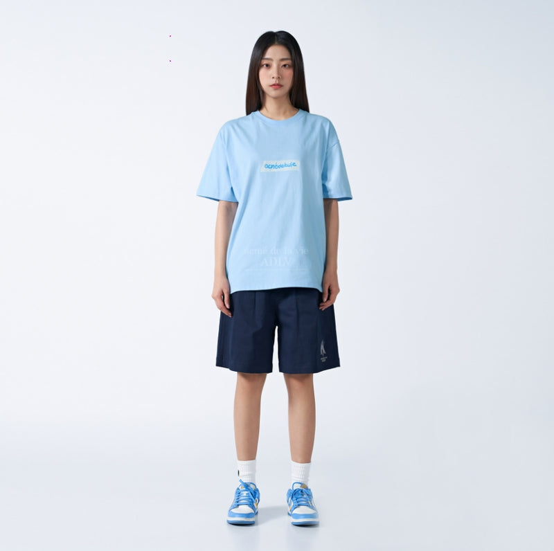 アクメドラビ(acme' de la vie) A LOGO PIN TUCK CASUAL SHORT PANTS NAVY