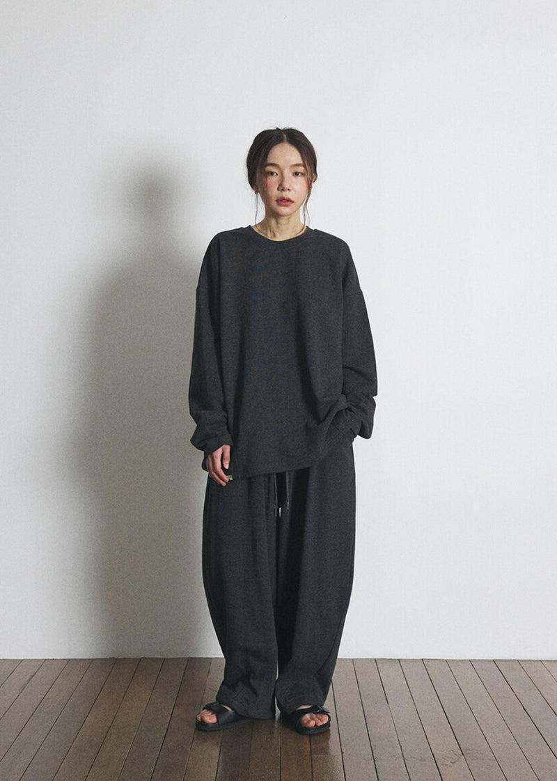 A NOTHING (エーナッシング) HEAVY-TERRY BALLOON SWEAT BOX TEE (Charcoal)