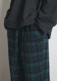 A NOTHING (エーナッシング) DREAMCATCHER CHECK LOOSE-FIT PANTS (Blue)