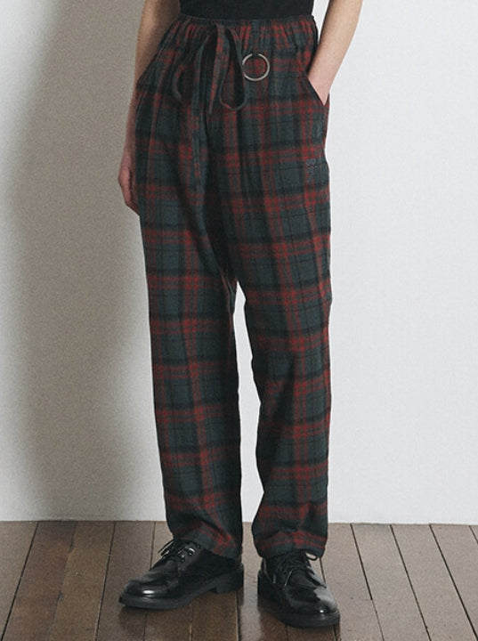A NOTHING (エーナッシング) DREAMCATCHER CHECK LOOSE-FIT PANTS (Khaki)