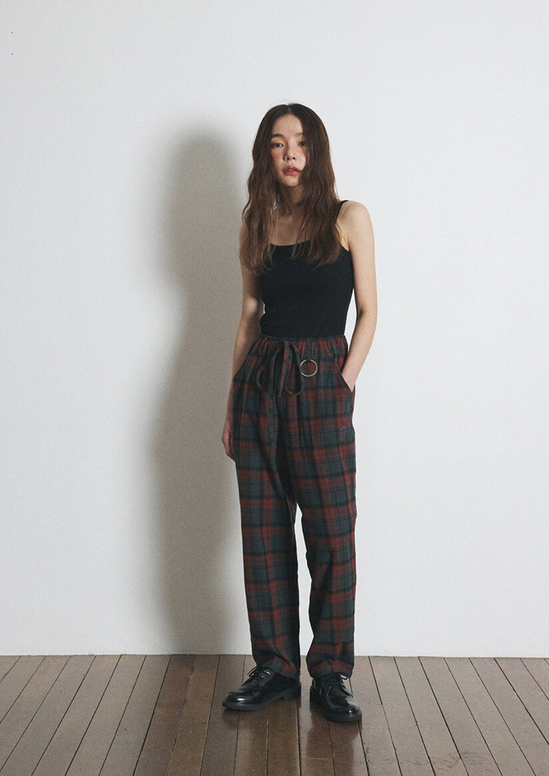 A NOTHING (エーナッシング) DREAMCATCHER CHECK LOOSE-FIT PANTS (Khaki)