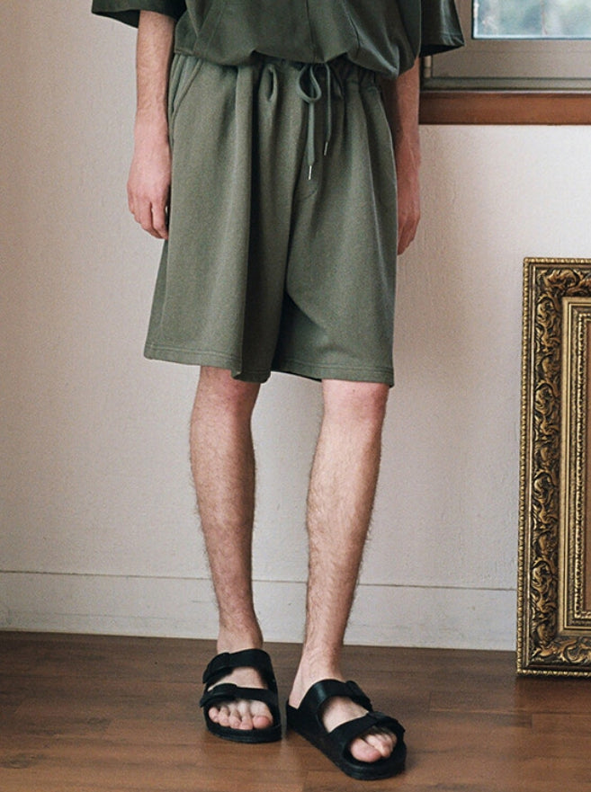 A NOTHING (エーナッシング)  SOLAR PIGMENT 1/2 WIDE SWEAT PANTS (Khaki)