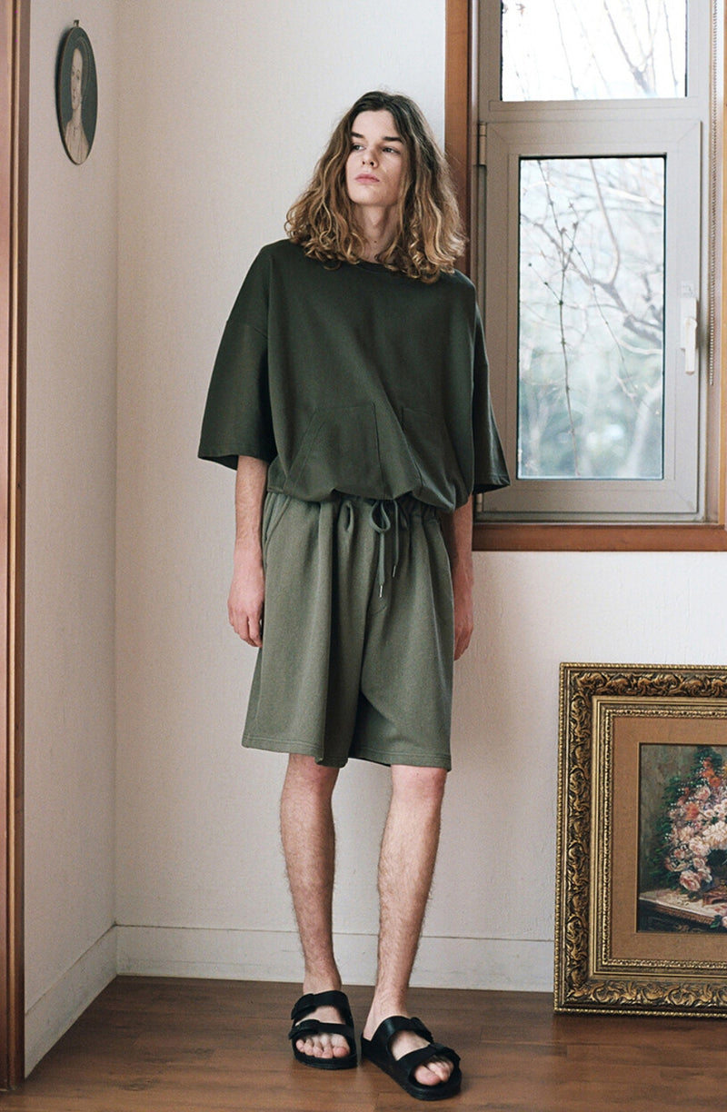 A NOTHING (エーナッシング)  SOLAR PIGMENT 1/2 WIDE SWEAT PANTS (Khaki)