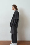 A NOTHING (エーナッシング)  SOLAR PIGMENT 1/2 WIDE SWEAT PANTS (Charcoal)