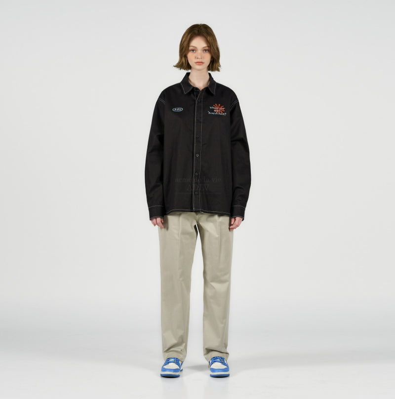 アクメドラビ(acme' de la vie) PIN TUCK TWO TONE WOVEN PANTS BEIGE