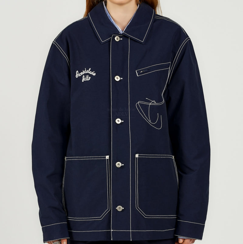 アクメドラビ(acme' de la vie) SCRIPT LOGO STITCH WORK JACKET NAVY