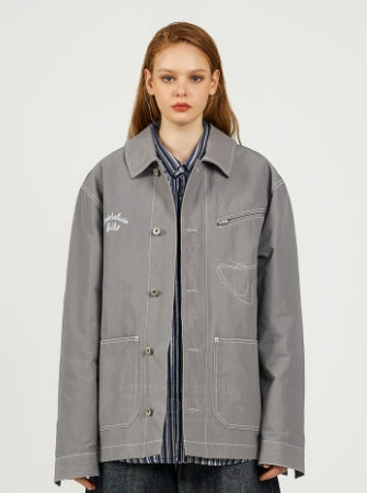 アクメドラビ(acme' de la vie) SCRIPT LOGO STITCH WORK JACKET GREY