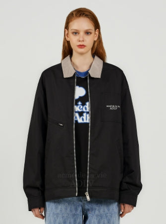 アクメドラビ(acme' de la vie) FLOWER TRUCKER JACKET BLACK