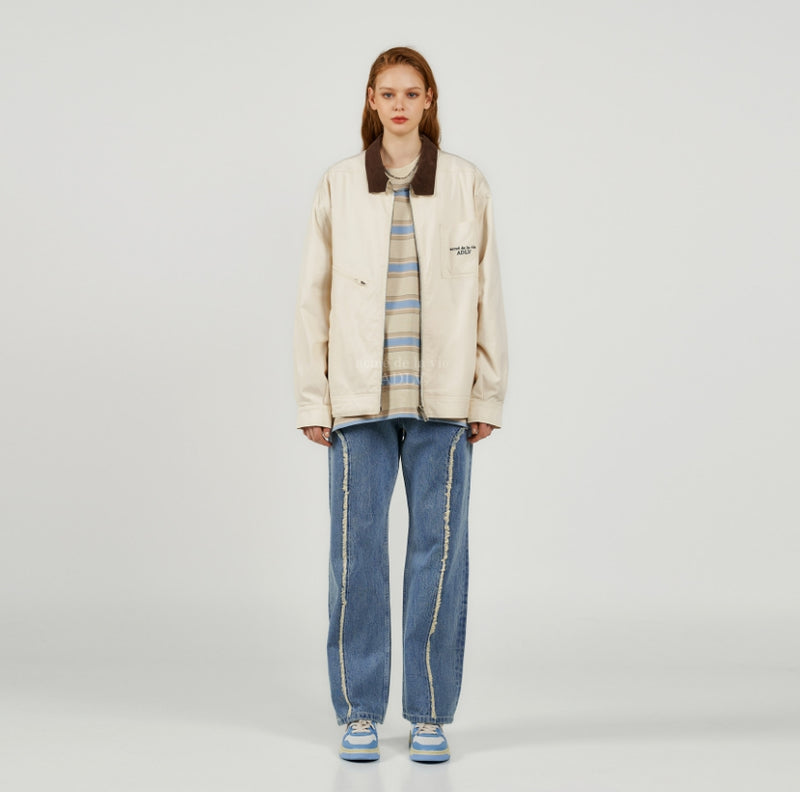 アクメドラビ(acme' de la vie) FLOWER TRUCKER JACKET CREAM