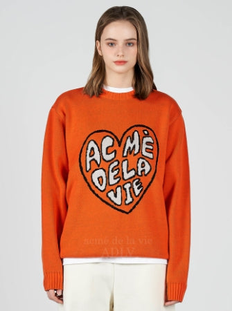 アクメドラビ(acme' de la vie) FRONT HEART LOGO KNIT ORANGE