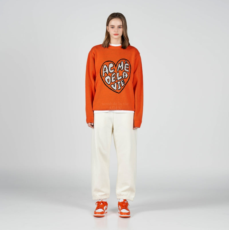 アクメドラビ(acme' de la vie) FRONT HEART LOGO KNIT ORANGE