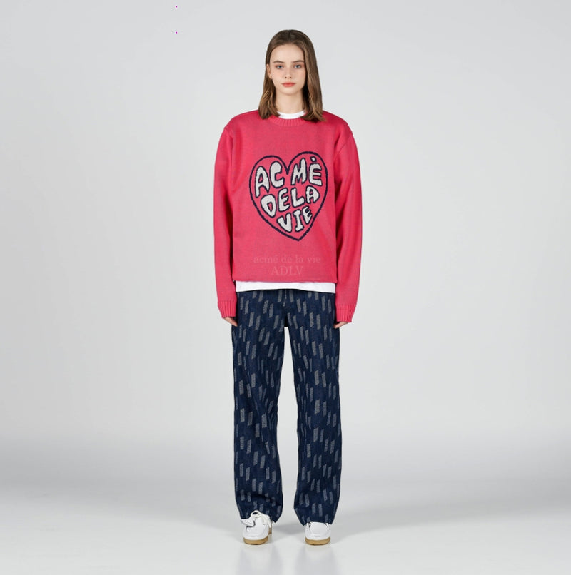 アクメドラビ(acme' de la vie) FRONT HEART LOGO KNIT PINK