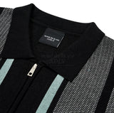 アクメドラビ(acme' de la vie) STRIPE FRONT ZIP UP KNIT BLACK