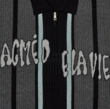 アクメドラビ(acme' de la vie) STRIPE FRONT ZIP UP KNIT BLACK