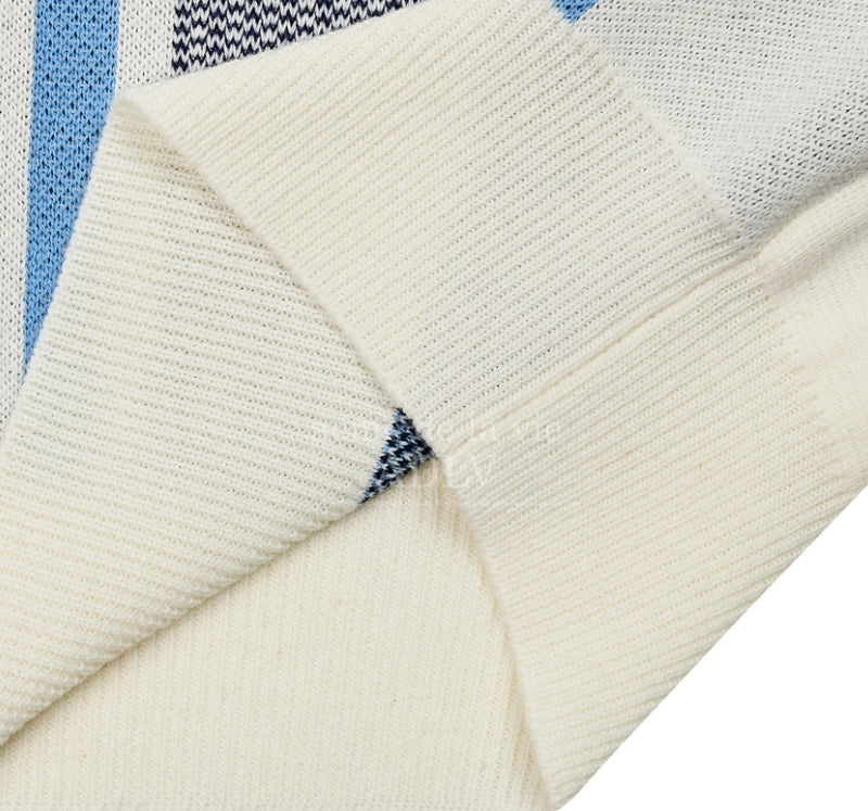 アクメドラビ(acme' de la vie) STRIPE FRONT ZIP UP KNIT IVORY