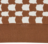 アクメドラビ(acme' de la vie) CHECKER BOARD KNIT VEST BROWN