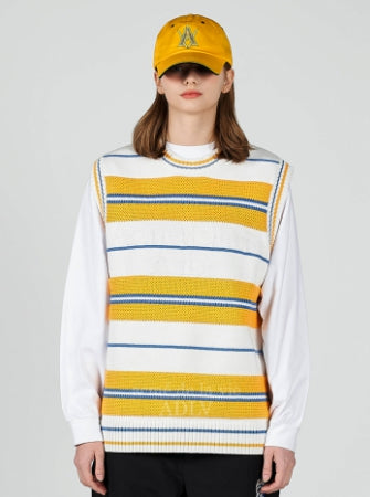 アクメドラビ(acme' de la vie) EMBOSSING LOGO KNITTING KNIT VEST YELLOW