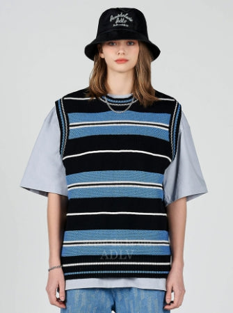 アクメドラビ(acme' de la vie) EMBOSSING LOGO KNITTING KNIT VEST BLACK