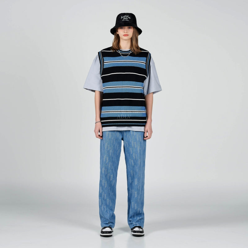 アクメドラビ(acme' de la vie) EMBOSSING LOGO KNITTING KNIT VEST BLACK