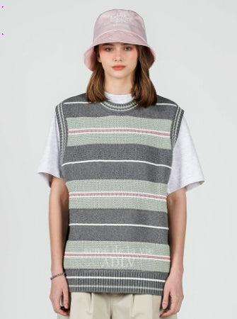 アクメドラビ(acme' de la vie) EMBOSSING LOGO KNITTING KNIT VEST GREY
