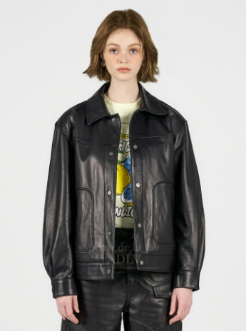 アクメドラビ(acme' de la vie)  LAMBSKIN LEATHER SET UP JACKET BLACK