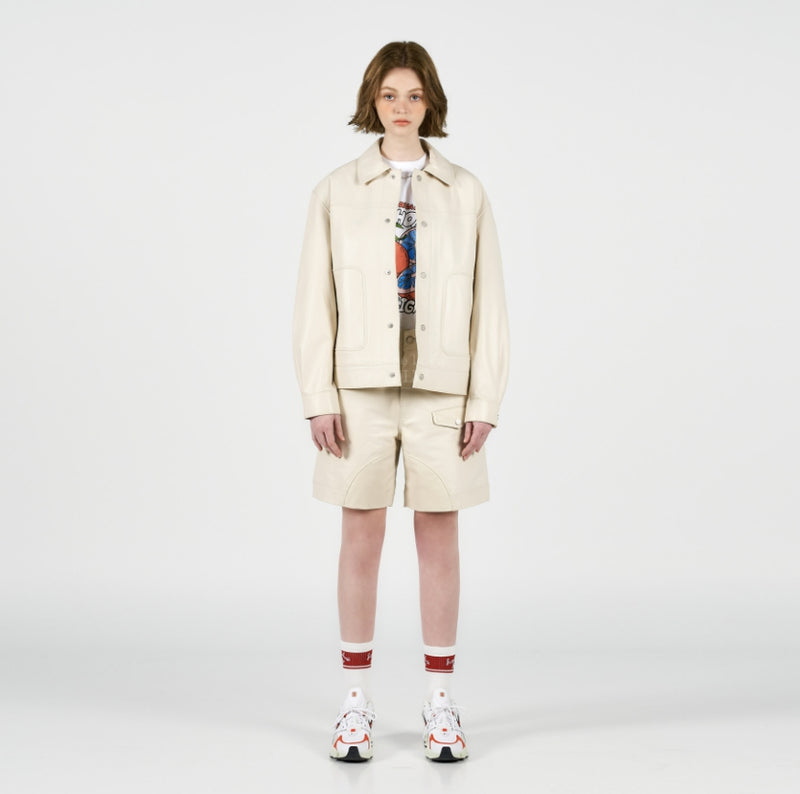 アクメドラビ(acme' de la vie)  LAMBSKIN LEATHER SET UP JACKET IVORY