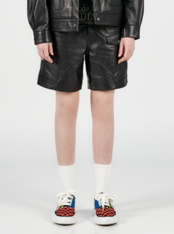 アクメドラビ(acme' de la vie) LAMBSKIN LEATHER SET UP SHORT PANTS BLACK