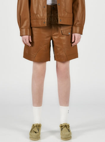 アクメドラビ(acme' de la vie) LAMBSKIN LEATHER SET UP SHORT PANTS BROWN