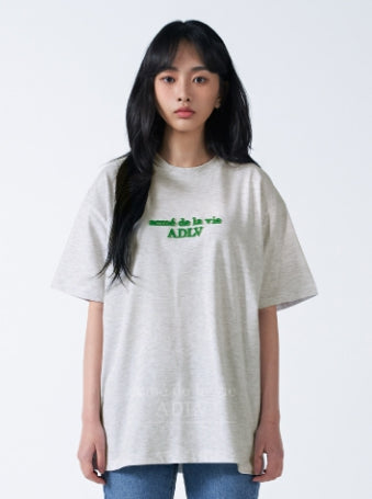 アクメドラビ(acme' de la vie) REAL TURF EMBROIDERY SHORT SLEEVE T-SHIRT MELANGE