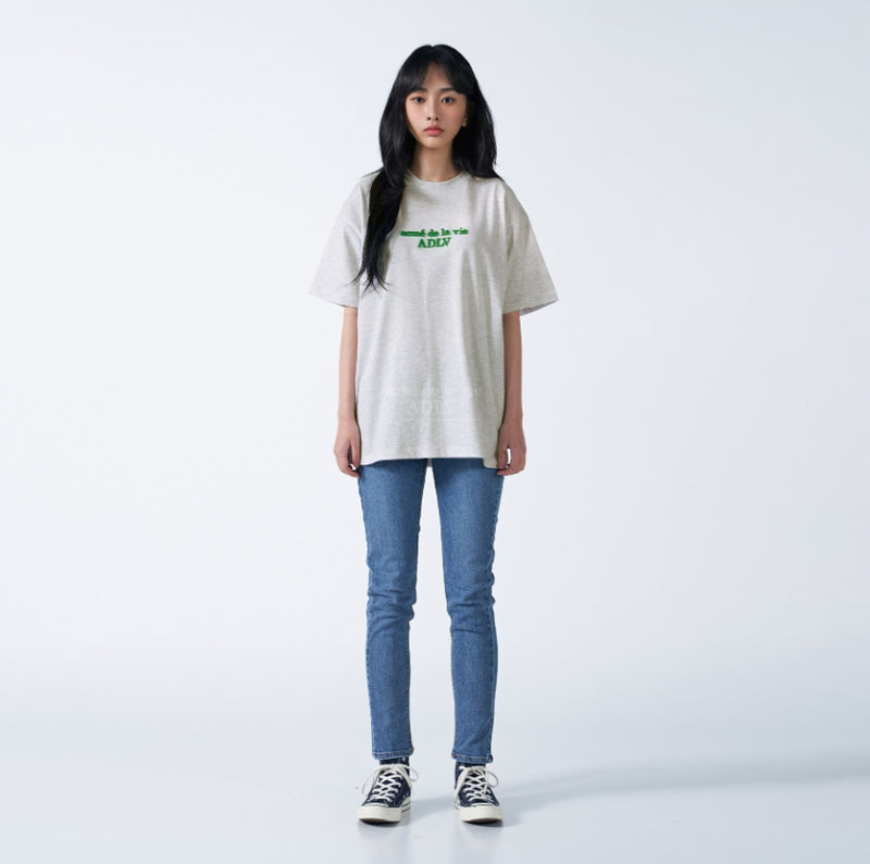 アクメドラビ(acme' de la vie) REAL TURF EMBROIDERY SHORT SLEEVE T-SHIRT MELANGE