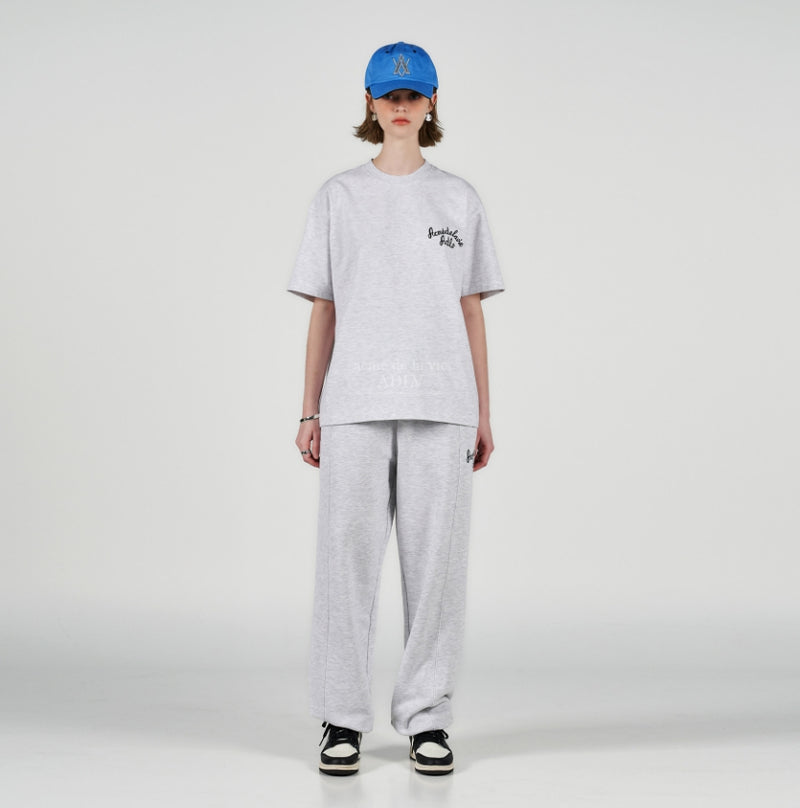 アクメドラビ(acme' de la vie) SCRIPT LOGO EMBROIDERY SHORT SLEEVE T-SHIRT MELANGE