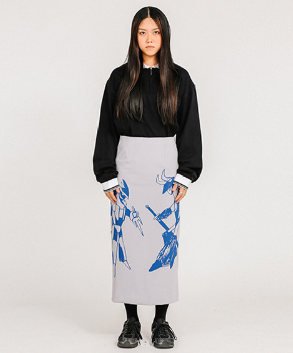 アジョバイアジョ(AJOBYAJO)          Robots Duel Skirt [Grey]