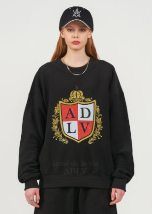 アクメドラビ(acme' de la vie) NOBLE LOGO INSIDE OUT SWEAT SHIRT BLACK