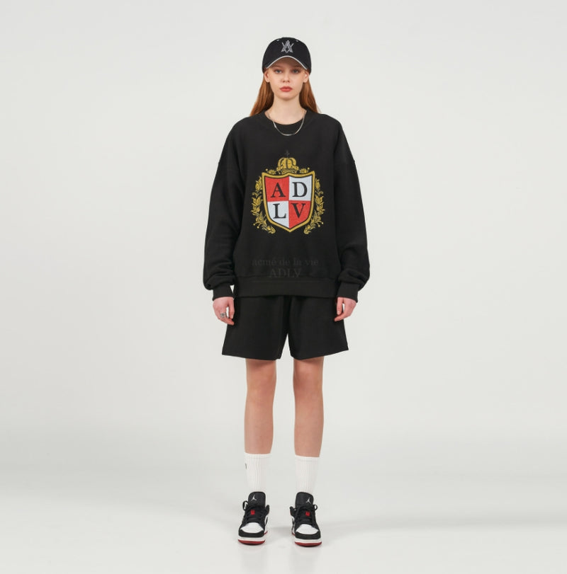 アクメドラビ(acme' de la vie) NOBLE LOGO INSIDE OUT SWEAT SHIRT BLACK