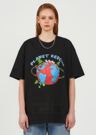 アクメドラビ(acme' de la vie) JELLY GLOBE SHORT SLEEVE T-SHIRT BLACK