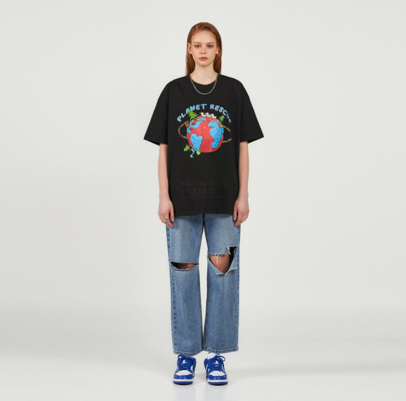 アクメドラビ(acme' de la vie) JELLY GLOBE SHORT SLEEVE T-SHIRT BLACK