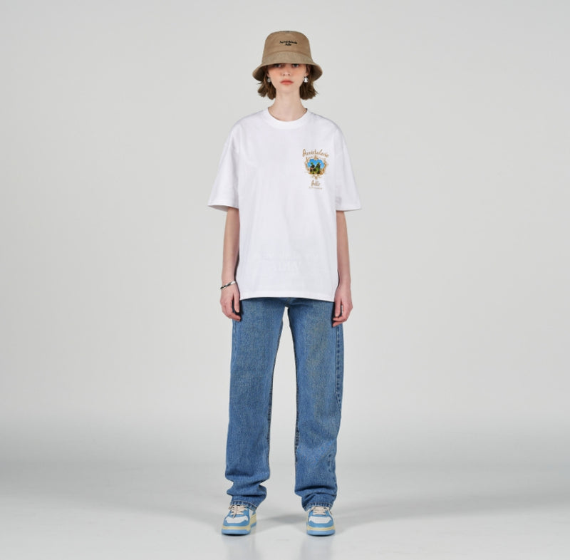アクメドラビ(acme' de la vie) CATUS MIRROR SHORT SLEEVE T-SHIRT WHITE