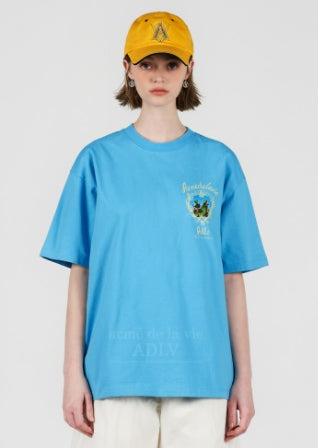 アクメドラビ(acme' de la vie) CATUS MIRROR SHORT SLEEVE T-SHIRT SKYBLUE